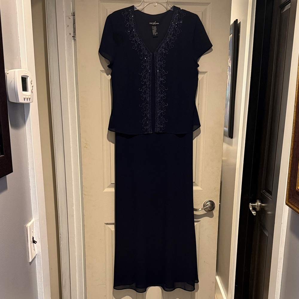 Positive Attitude Navy Dress with Embroidery